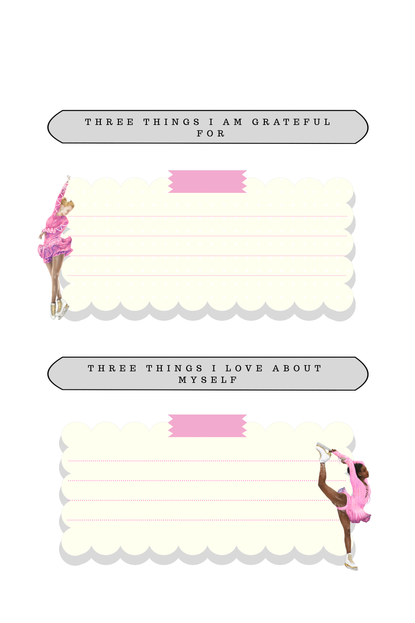 Pink ice skating gratitude journal paper back