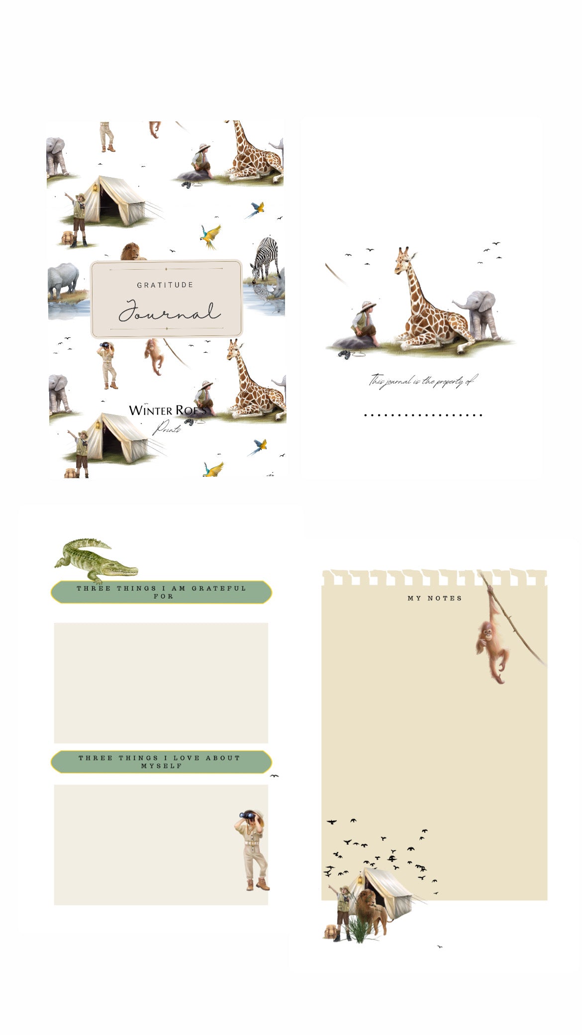 Safari gratitude journal paperback